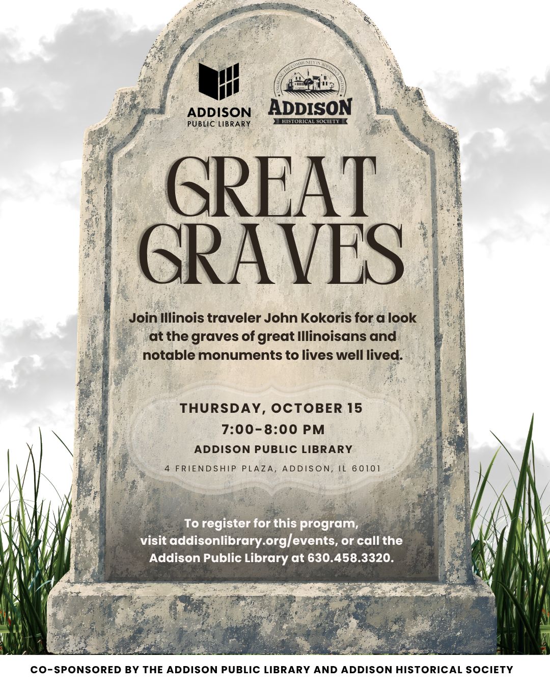 Great Graves Program on October 15, 2026 at 7 p.m. 